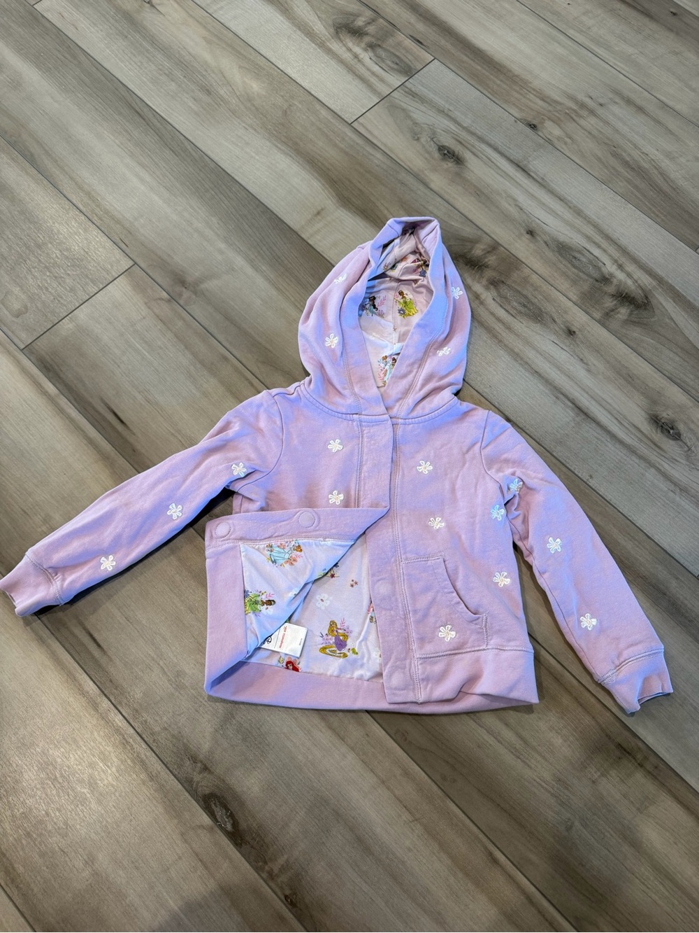 Disney Girls' Lavender Hooded Jacket with Floral Lining